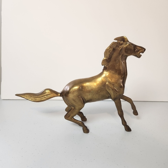 Vintage Modernist Mustang Horse Set Of 2 Brass Horses Figurine 1970s 70s Decor - Picture 3 of 7